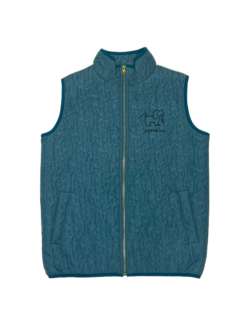 QUILTED VEST, TEAL - Puppie Love