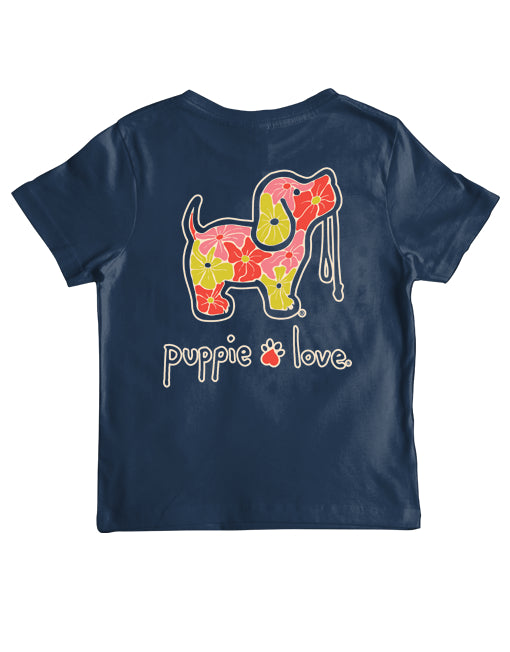 RETRO FLOWER PATTERN PUP, YOUTH SS - Puppie Love