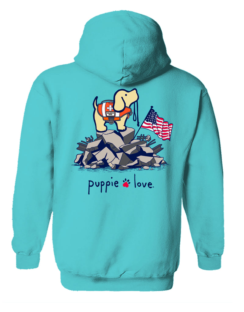 SEARCH AND RESCUE PUP, ADULT HOODIE PUPPIE LOVE