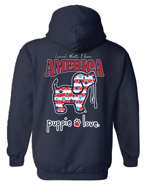 STARS AND STRIPES PUP, ADULT HOODIE - Puppie Love