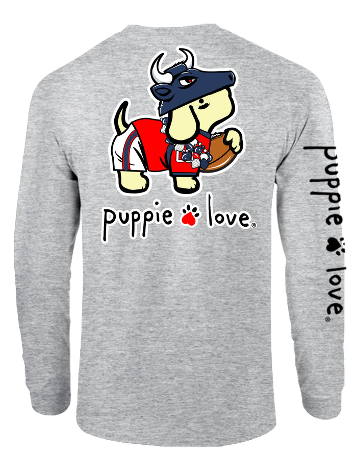 STEEL BLUE AND BATTLE RED MASCOT PUP, ADULT LS (PRINTED TO ORDER) - Puppie Love