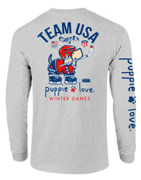 TEAM USA HOCKEY PUP, ADULT LS - Puppie Love