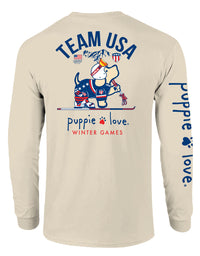 TEAM USA SKI PUP, ADULT LS - Puppie Love