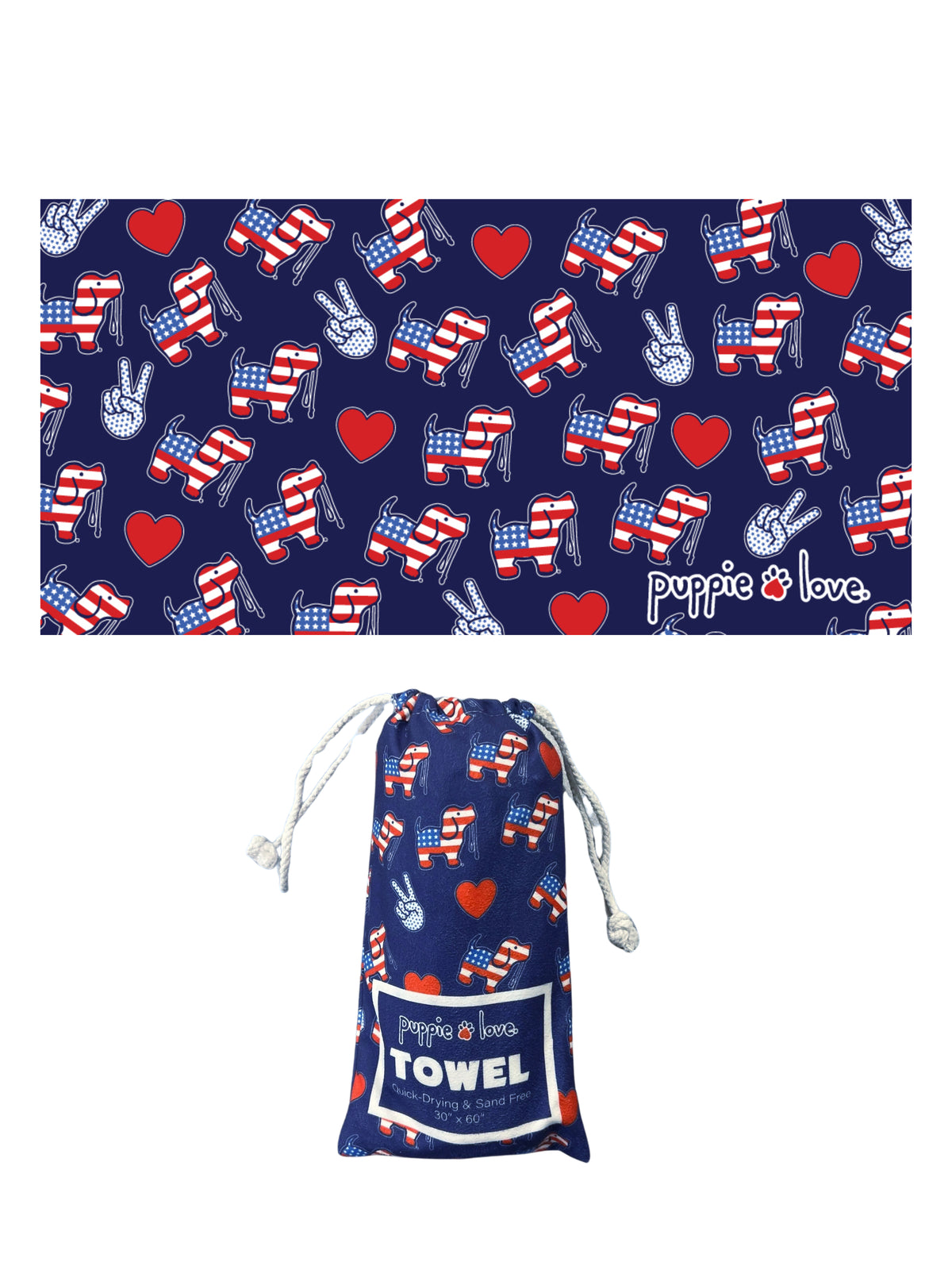 PEACE, LOVE, PUPPIES TOWEL - Puppie Love