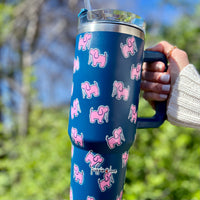 40oz STAINLESS STEEL LOGO TUMBLER, NAVY - Puppie Love