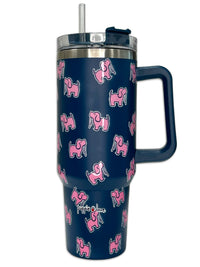 40oz STAINLESS STEEL LOGO TUMBLER, NAVY - Puppie Love