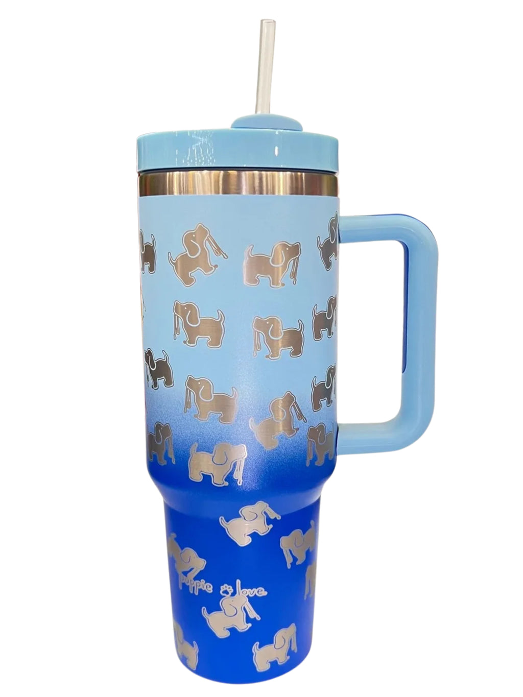40oz STAINLESS TUMBLER, BLUE OMBRE - Puppie Love