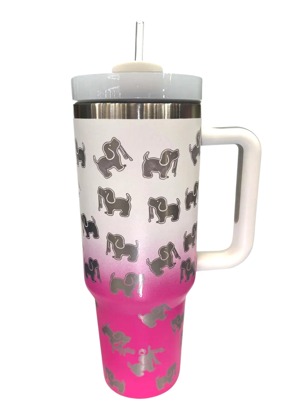 40oz STAINLESS TUMBLER, PINK OMBRE - Puppie Love
