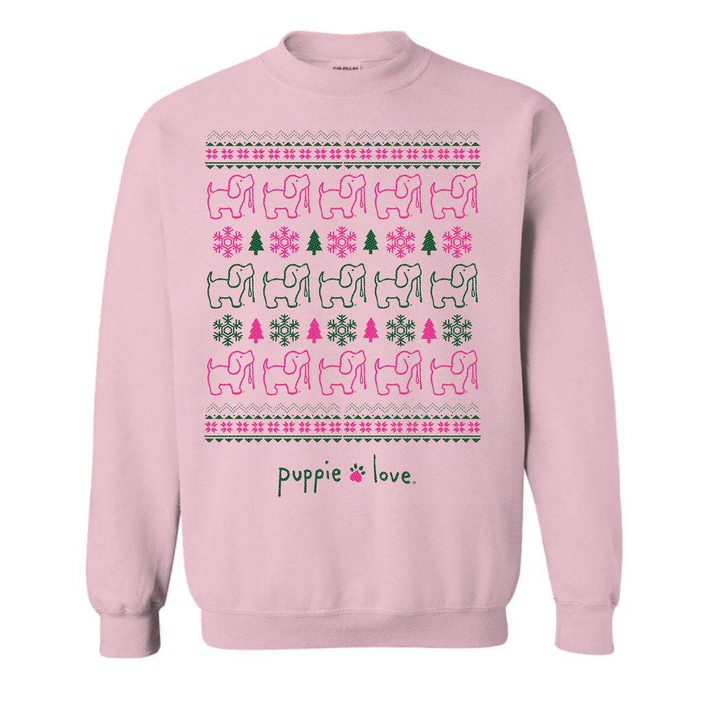 UGLY CHRISTMAS SWEATER, LIGHT PINK - Puppie Love