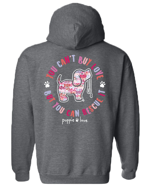 YOU CAN'T BUY LOVE PUP, ADULT HOODIE - Puppie Love