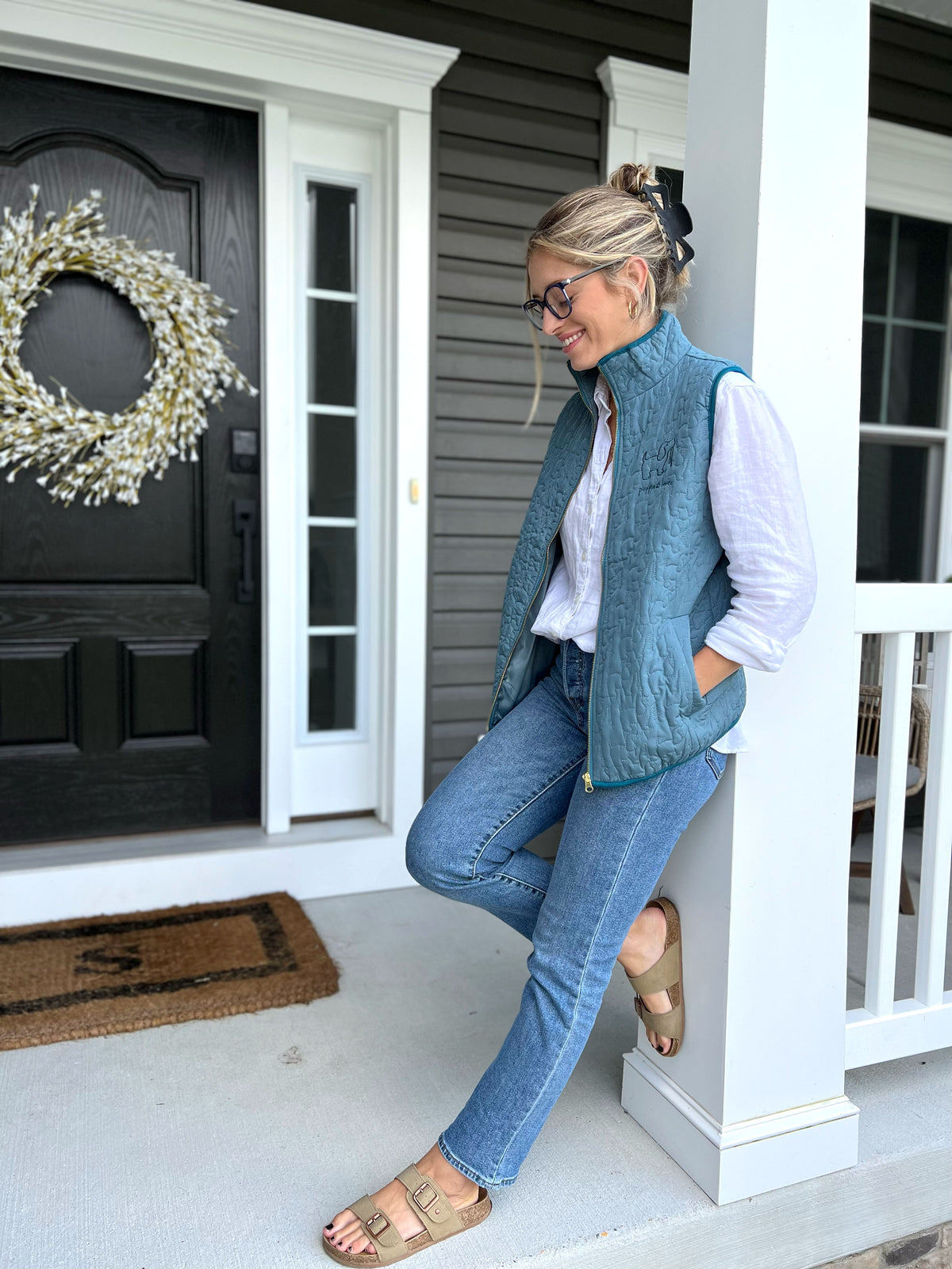 QUILTED VEST, TEAL - Puppie Love