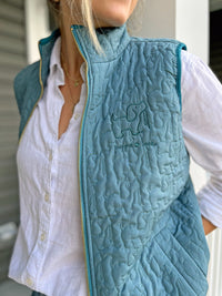 QUILTED VEST, TEAL - Puppie Love