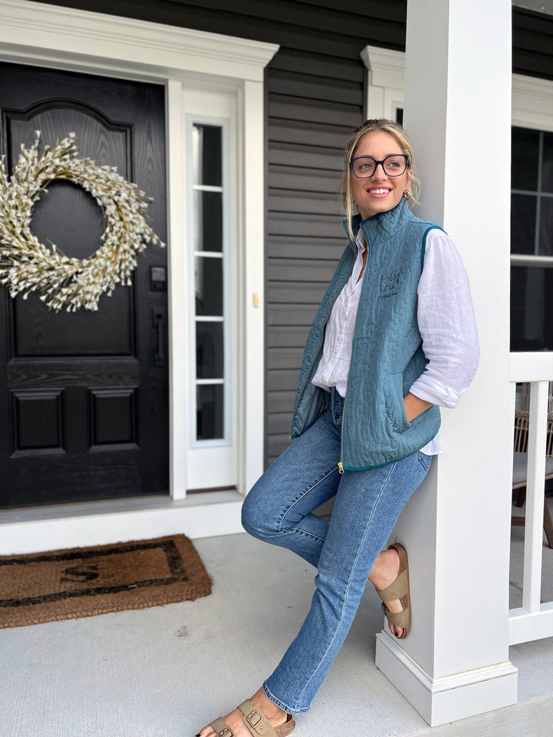 QUILTED VEST, TEAL - Puppie Love