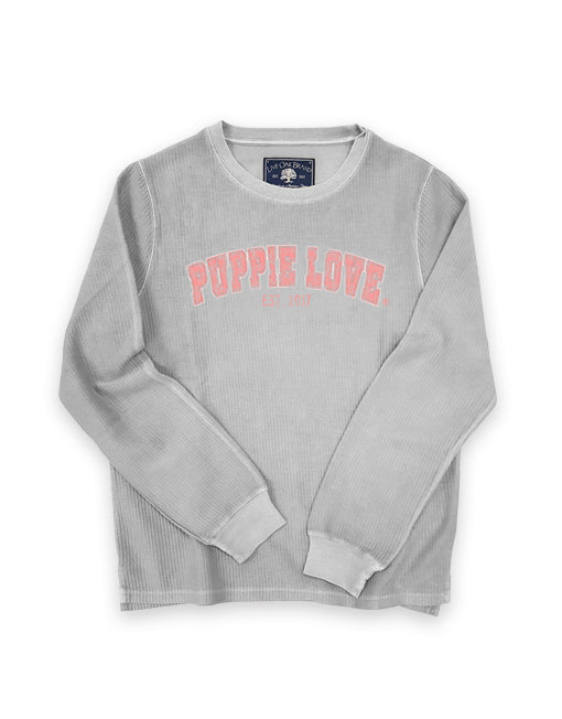 CORDUROY CREWNECK SWEATER, PEARL GREY (SIZE XS ONLY) - Puppie Love