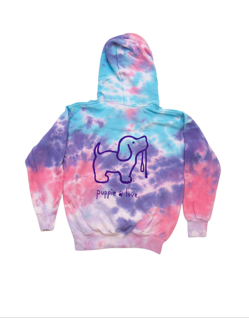 COTTON CANDY TIE DYE PUP, YOUTH HOODIE - Puppie Love