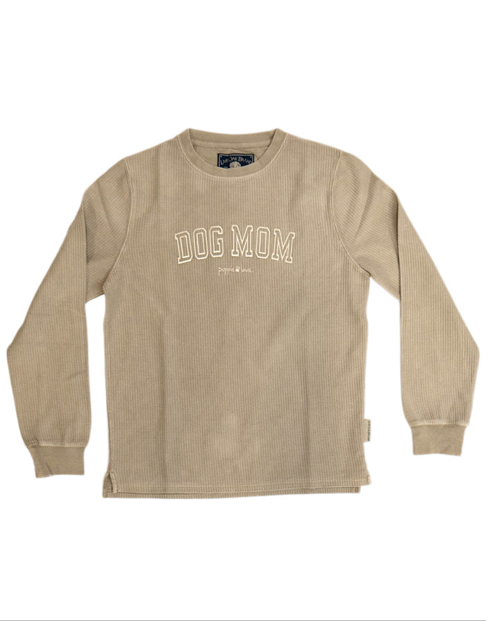 DOG MOM CORDUROY CREWNECK, OATMEAL - Puppie Love