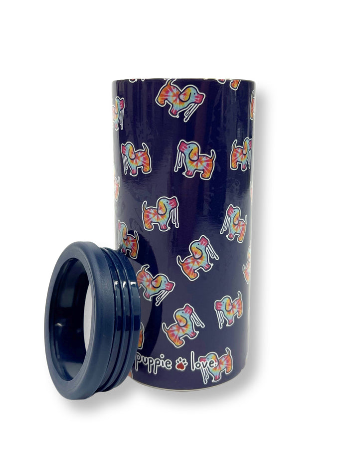 NAVY TIE DYE PUP SLIM CAN COOLER - Puppie Love