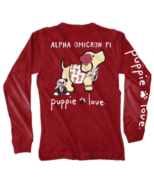 ALPHA OMICRON PI PUP, ADULT LS (PRINTED TO ORDER) - Puppie Love