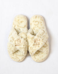 CRISS CROSS SLIPPERS, SNOW LEOPARD - Puppie Love