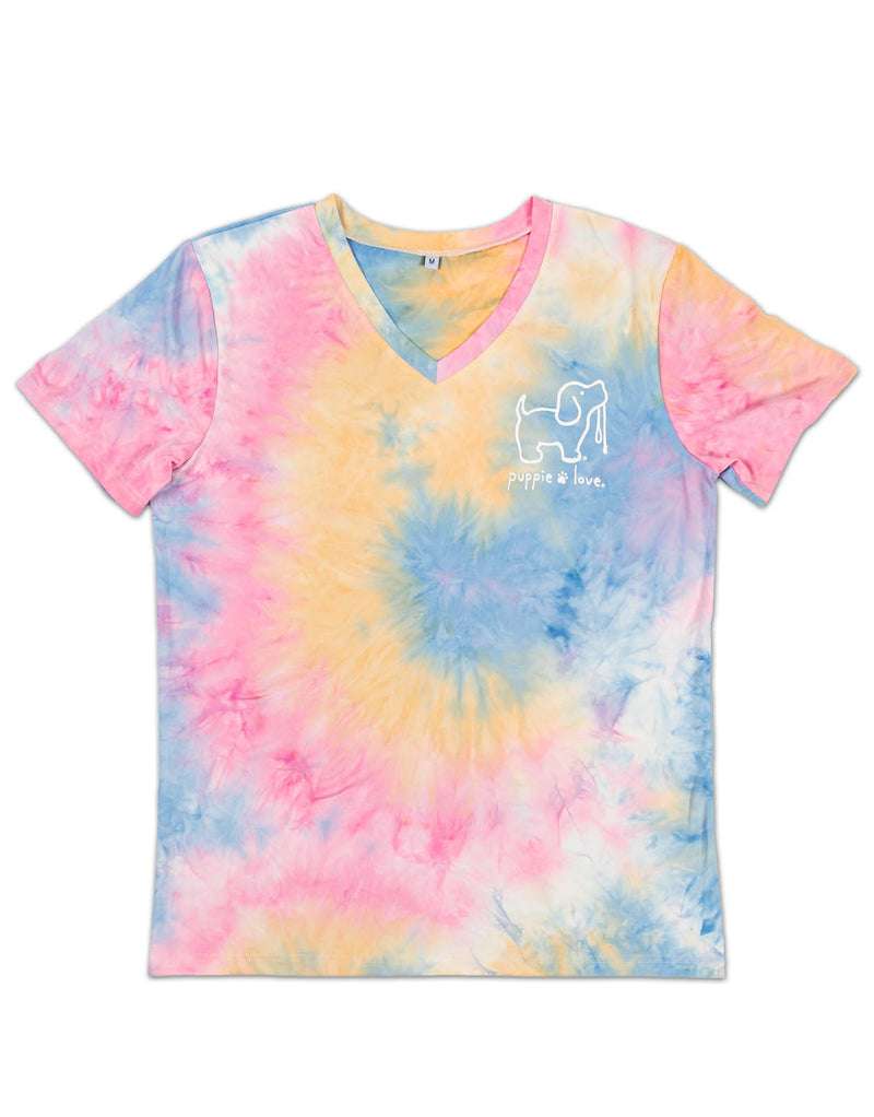 RAINBOW TIE DYE LOUNGE V-NECK - Puppie Love