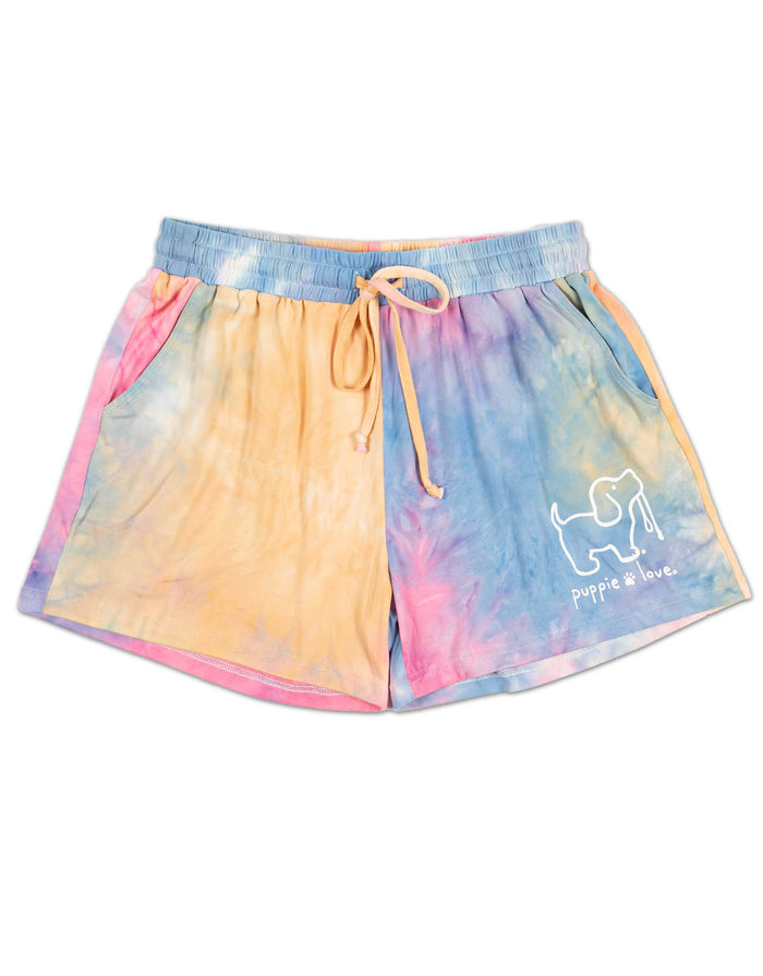 RAINBOW TIE DYE LOUNGE SHORTS - Puppie Love