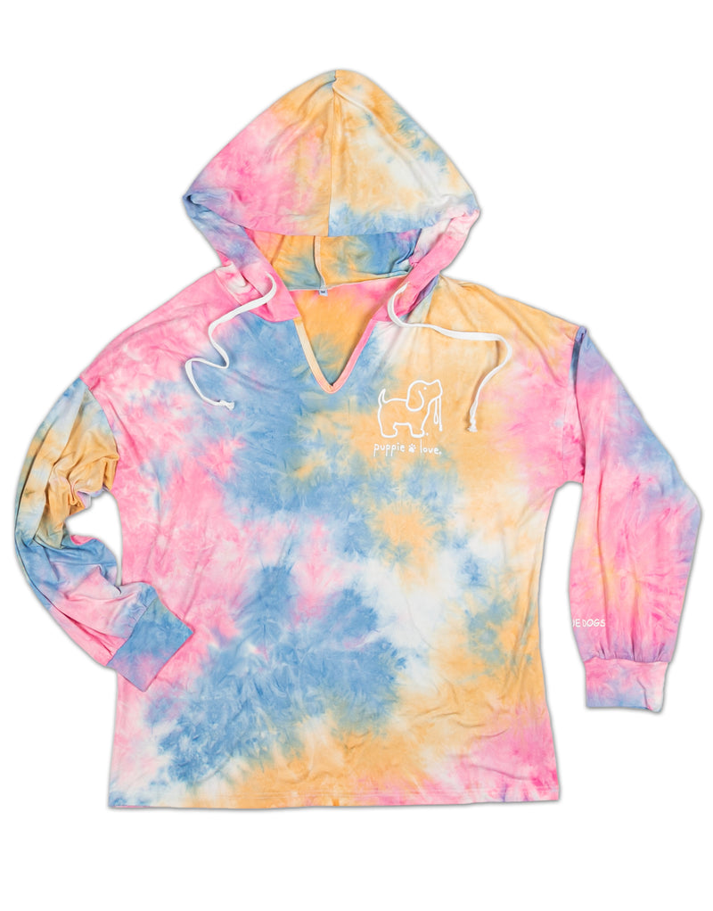 RAINBOW TIE DYE LOUNGE HOODIE - Puppie Love