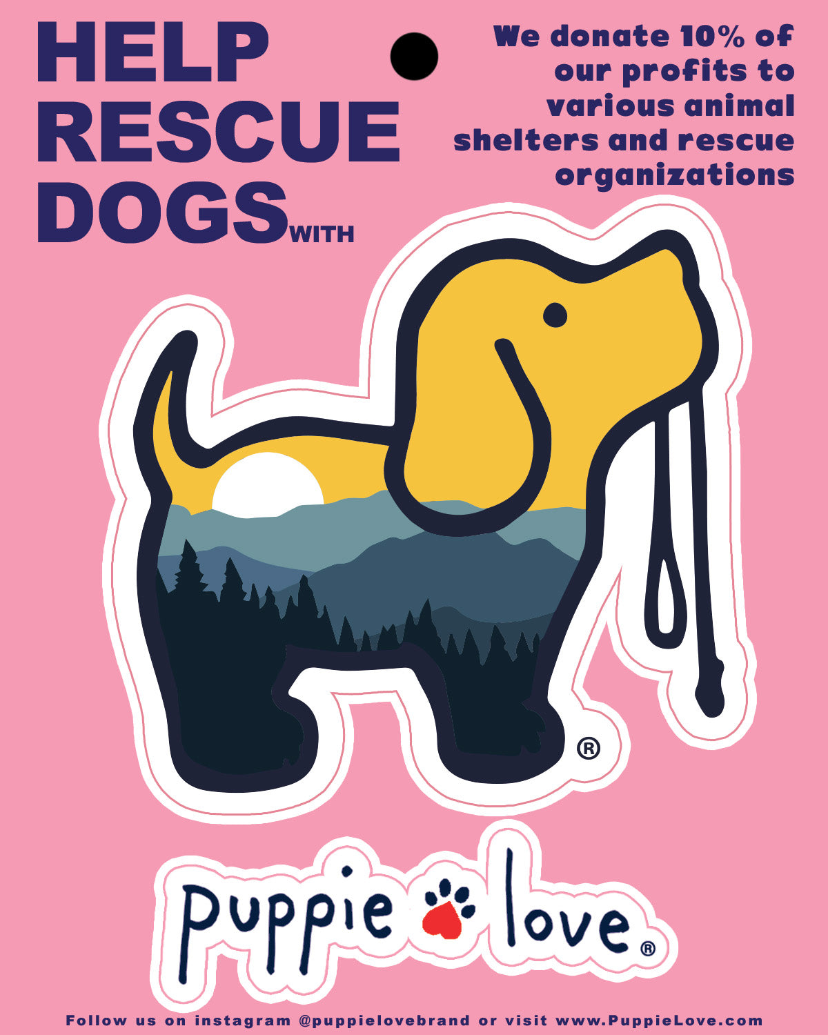 MOUNTAIN LANDSCAPE PUP DECAL - Puppie Love