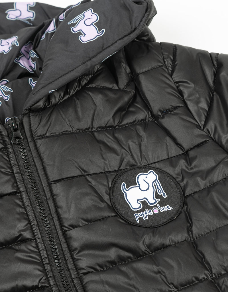 BLACK PUFFER JACKET - Puppie Love