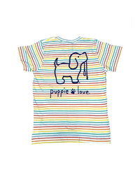 RAINBOW STRIPE LOGO PUP, YOUTH SS - Puppie Love