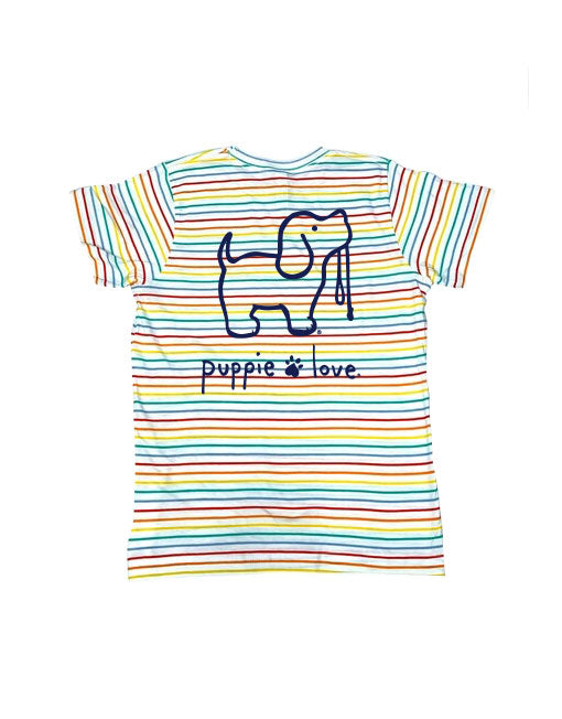 RAINBOW STRIPE LOGO PUP, YOUTH SS - Puppie Love