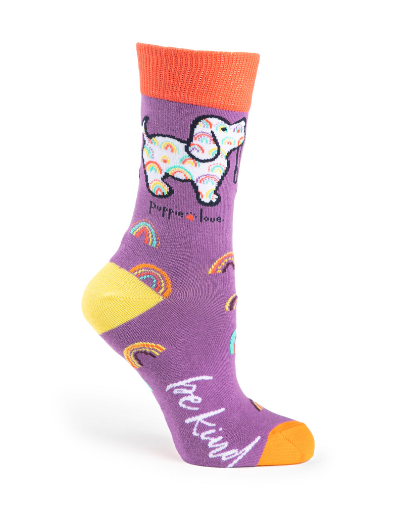 ADULT CREW SOCK, KIND RAINBOW PUP - Puppie Love