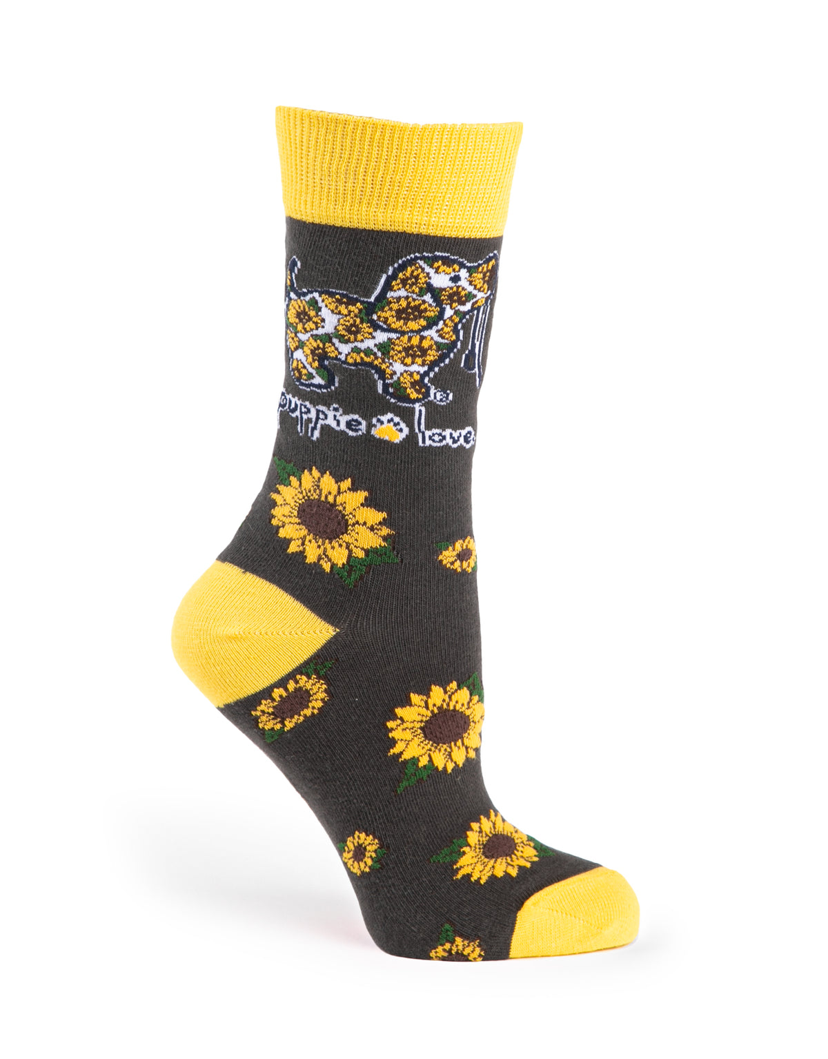 ADULT CREW SOCK, SUNFLOWER PUP - Puppie Love