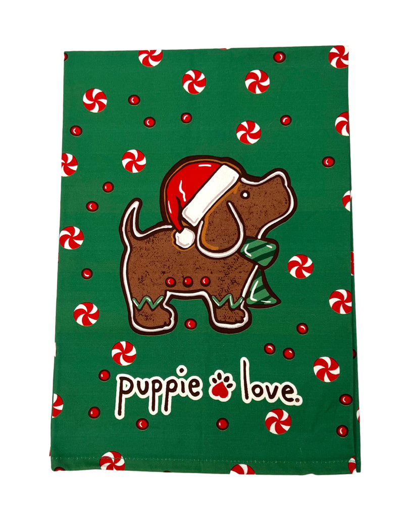 GINGERBREAD PUP TEA TOWEL - Puppie Love