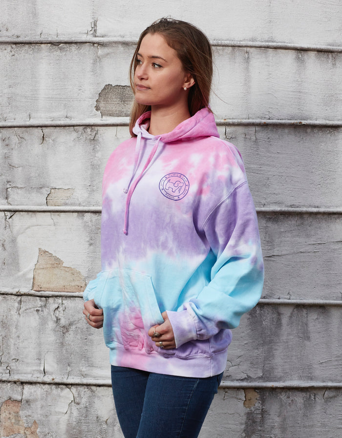 COTTON CANDY TIE DYE PUP, ADULT HOODIE - Puppie Love