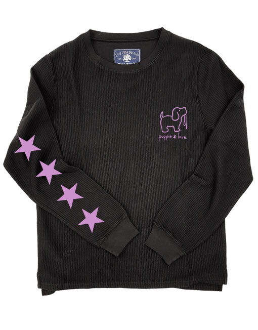 STARRY CORDUROY CREWNECK SWEATER, CHARCOAL - Puppie Love