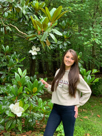 LADIES CORDUROY CROPPED HOODIE, OATMAEAL - Puppie Love