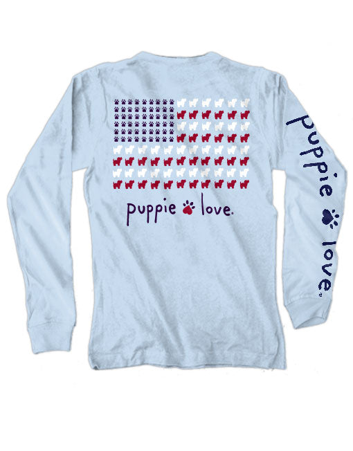 PUPPIE USA FLAG, ADULT LS - Puppie Love