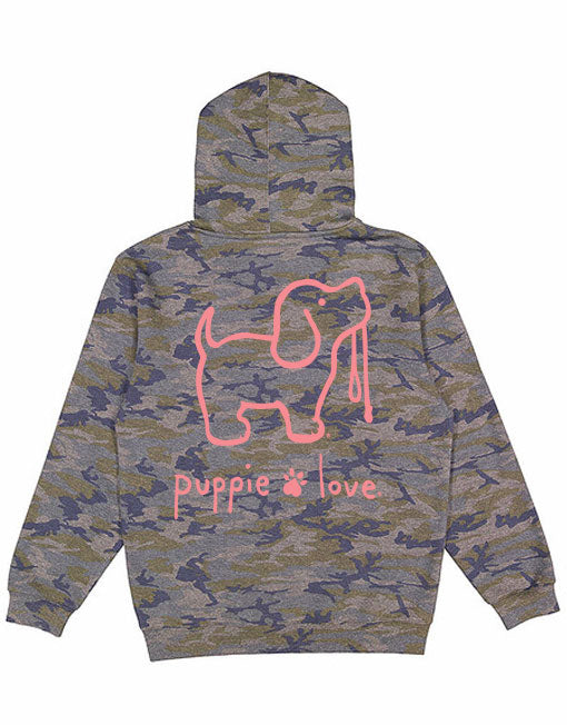 CAMO LOGO PUP, ADULT HOODIE - Puppie Love