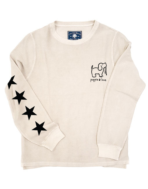STARRY CORDUROY CREWNECK SWEATER, OATMEAL (XS ONLY) - Puppie Love